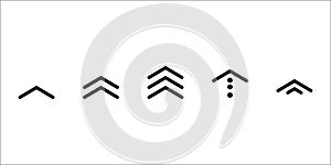 Swipe up icon vector button. scroll arrow pointing up. drag to read learn more. isolated on white background. internet graphic
