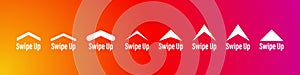 Swipe up icon vector button. scroll arrow pointing up. drag to read learn more. isolated white background. internet graphic