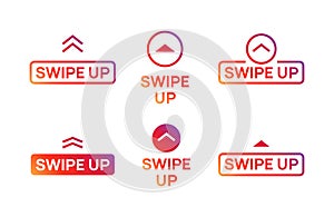 Swipe up insta story icon. Scroll arrow drag button, social media interface action icon