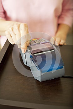 Swiping Debit Card photo