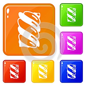 Swirl candy stick icons set vector color