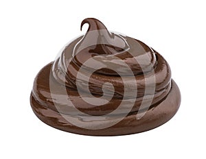 Swirl of chocolate cream isolated on white background