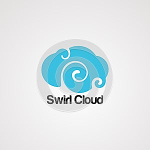 Swirl cloud logo vector,icon,element, and template