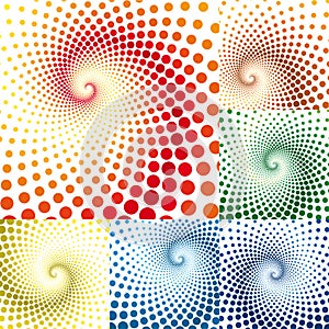 Swirl dotted background in six colors and positions