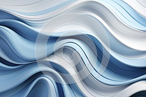 Swirl Futuristic bright Geometric intricated 3D wall in waves in light blue and white