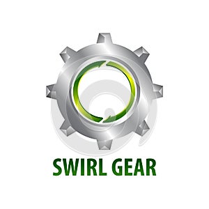 Swirl gear logo concept design three dimensional style. Symbol graphic template element