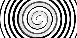 Swirl hypnotic black and white spiral. Monochrome abstract background. Vector flat geometric illustration.Template