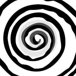Swirl hypnotic black and white spiral. Monochrome abstract background. Vector flat geometric illustration.Template