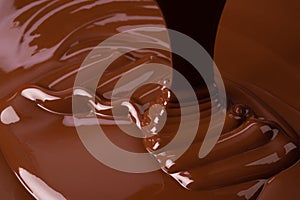 swirl melt dark chocolate background, sweet liquid cocoa dessert