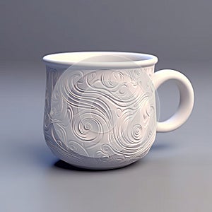 Swirl Mug 3d Print With Realistic Details And Textural Brushwork