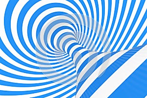 Swirl optical 3D illusion raster illustration. Contrast spiral stripes. Geometric winter torus image with lines, loops.