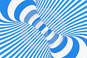 Swirl optical 3D illusion raster illustration. Contrast spiral stripes. Geometric winter torus image with lines, loops.