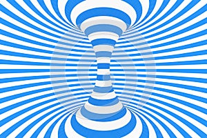 Swirl optical 3D illusion raster illustration. Contrast spiral stripes. Geometric winter torus image with lines, loops.