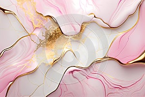 Swirl of pink gold marble abstract background, Liquid marble design abstract, light pink azure tones with rose golden, Paint