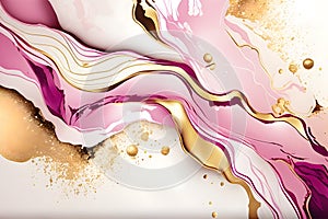 Swirl of pink gold marble abstract background, Liquid marble design abstract, light pink azure tones with rose golden, Paint