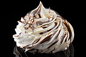 a swirl of soft serve vanilla-chocolate mixed ice cream