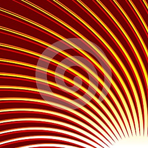 Swirl, spiral tricolor background. Radial thin rotating lines.
