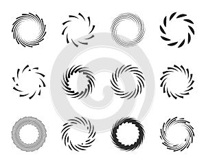 Swirl spiral vector design elements. Swirling round shapes icons
