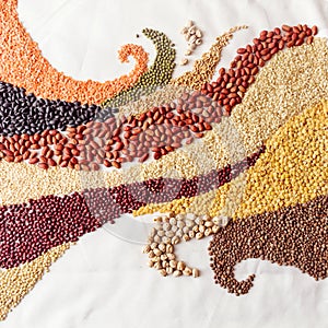 Swirl waves with legumes and cereals photo