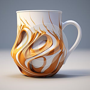 Swirled Patterns Orange Mug - Vray Tracing Style