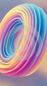 Swirling abstract rainbow torus shape with soft gradient background