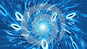Swirling binary code in a digital vortex