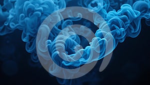 Swirling Blue Smoke Creates Abstract Pattern on Dark Background Texture