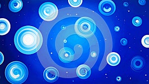 Swirling Blue and White Concentric Circles on a Gradient Blue Background Keywords: abstract, blue, white, circles