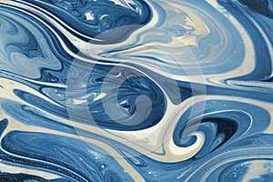 Swirling Blue and White Marble Background