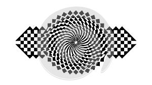 Swirling Checkerboard Vortex Pattern, Dynamic Optical Illusion, vector design Generative AI