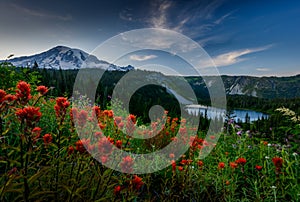 Swirling Clouds Over Mount Rainier