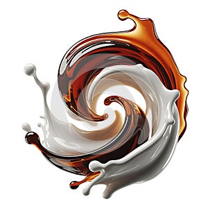 Swirling Coffee and Milk Splash liquid