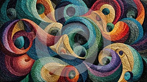 swirling colorful textile art