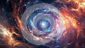 Swirling Cosmic Galaxy With Bright Center