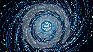 Swirling 3d edge computing concept with data flows