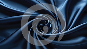 Swirling deep blue satin fabric texture silk