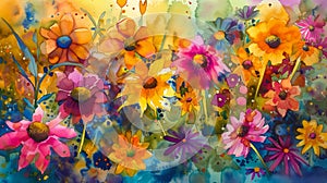 Swirling Ecstasy: A Vibrant Bouquet of Butterflies and Daisies i