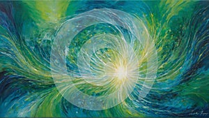 Swirling Energy in Green and Blue
