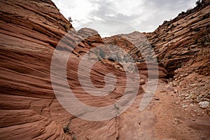 Swirling Erosion Of Rocks Leading Toward Slot Canyon