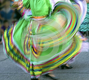 Swirling green Mexican dance dress