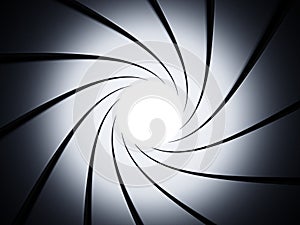 Swirling gun barrel background. Gray color tones. 3D illustration