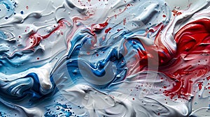 Swirling Mixture Of Creamy Whites, Deep Blues, And Vivid Reds In A Marbled Paint Design