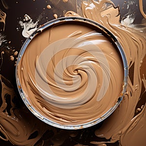 Swirling Monochromatic Palette: Brown Paint In A Bucket