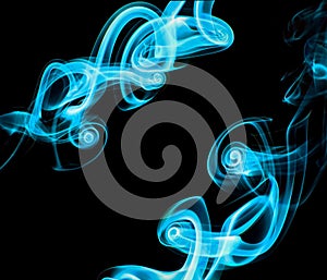 Swirling movement of blue smoke group