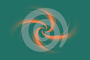 Swirling orange pattern on green background Vector