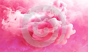 Swirling pink pastel clouds with blue background. Acrylic colors and ink in water. Abstract background, Cloud of silky