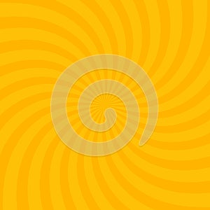 Swirling radial bright yellow pattern background. Vector illustration for swirl design. Vortex starburst spiral twirl square.