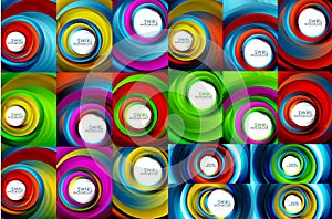 Swirling spiral background set, colorful stripes