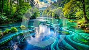 A Swirling Symphony of Blues and Greens: Capturing the Essence of the Blautal Valley  Generative AI photo