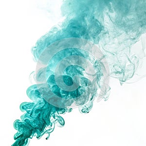 Turquoise smoke isolated on white background